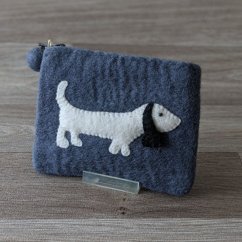 FELTED SAUSAGE DOG COIN PURSE