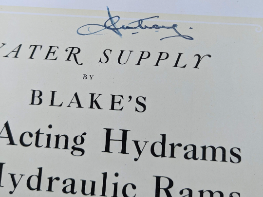 Antique Hardback book trade catalogue.  Estate Water Supply by Blakes Self Acting Hydrams (c.1912)