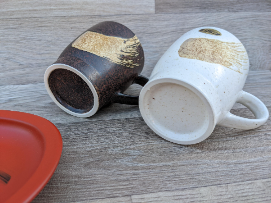Vintage Japanese Utsuwa-no-Yakata Ceramic Mug and Tray Set in Wooden Box