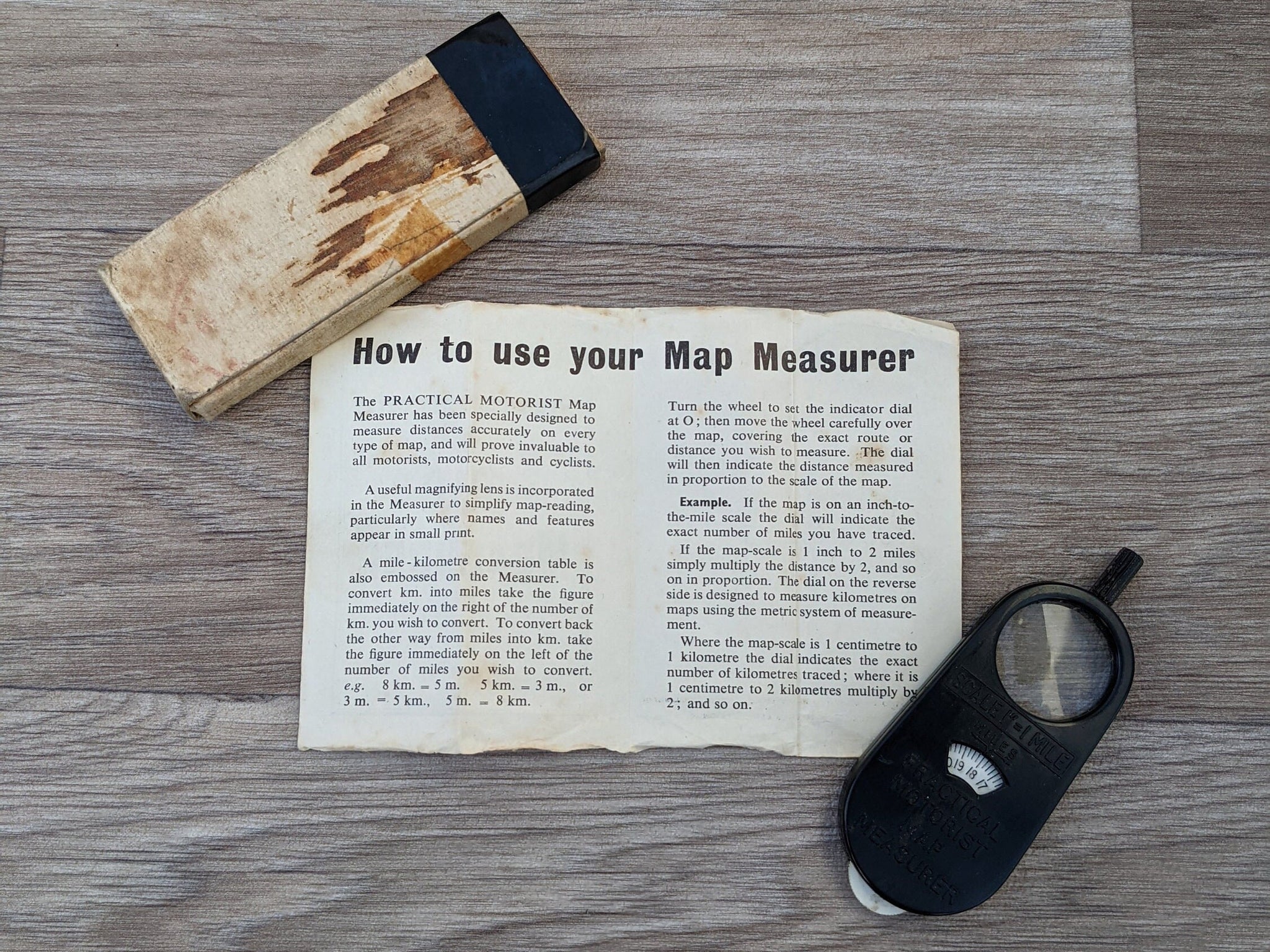 Vintage 1959 'Practical Motorist Map Measurer' Curvimeter / Opisometer with original box